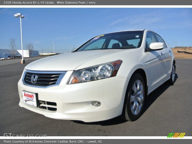 White Diamond Pearl / Ivory 2008 Honda Accord EX-L V6 Sedan