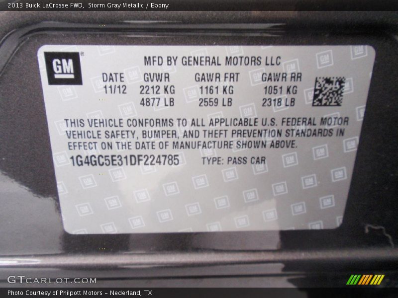 Storm Gray Metallic / Ebony 2013 Buick LaCrosse FWD