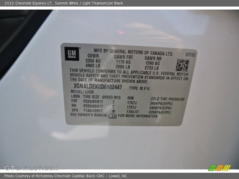Summit White / Light Titanium/Jet Black 2013 Chevrolet Equinox LT