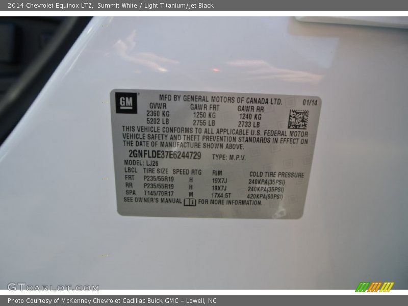 Summit White / Light Titanium/Jet Black 2014 Chevrolet Equinox LTZ