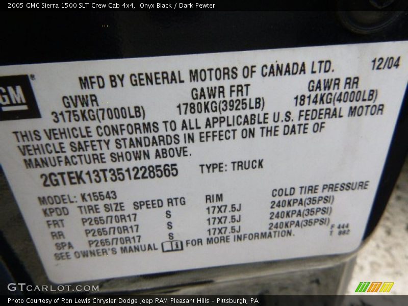Onyx Black / Dark Pewter 2005 GMC Sierra 1500 SLT Crew Cab 4x4
