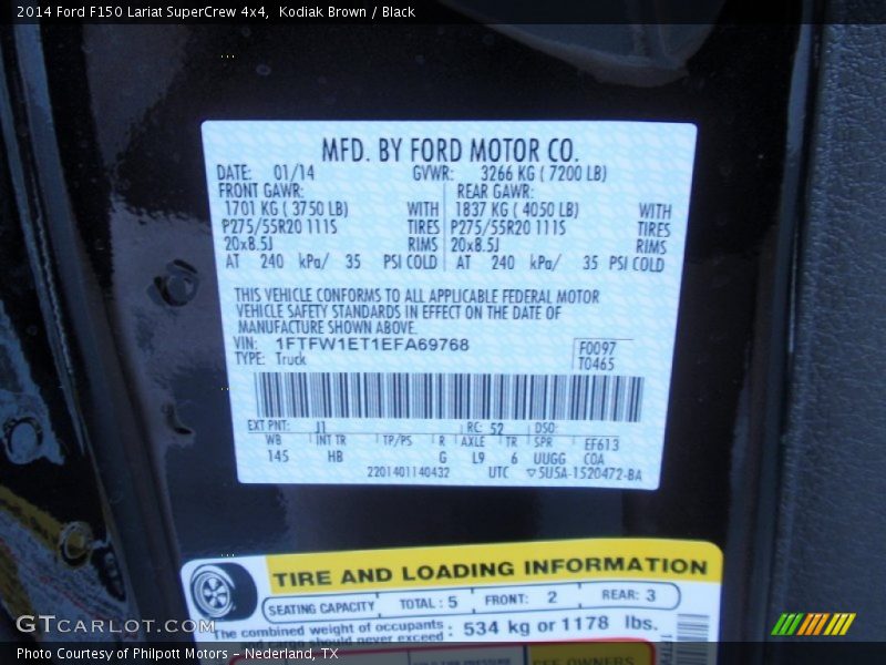 Kodiak Brown / Black 2014 Ford F150 Lariat SuperCrew 4x4