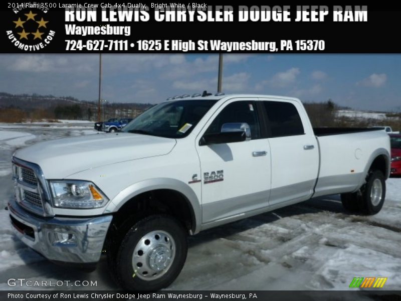 Bright White / Black 2014 Ram 3500 Laramie Crew Cab 4x4 Dually