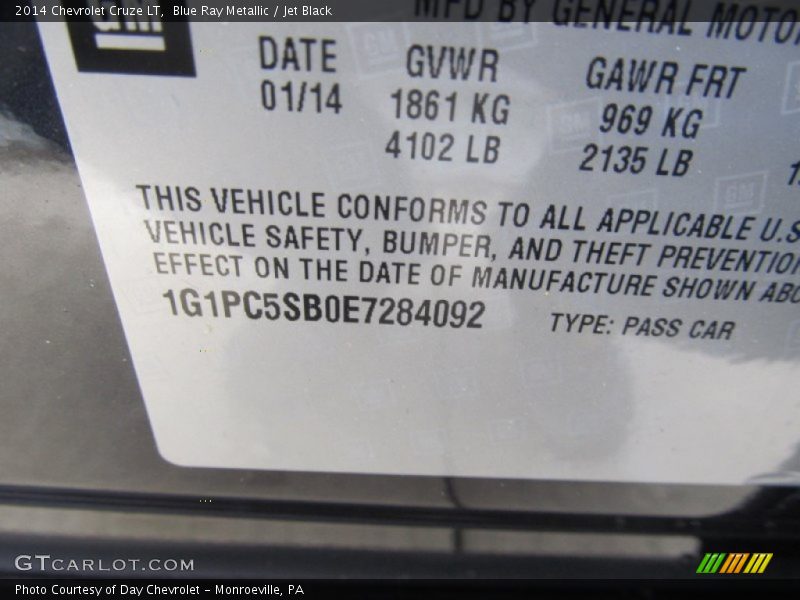 Blue Ray Metallic / Jet Black 2014 Chevrolet Cruze LT