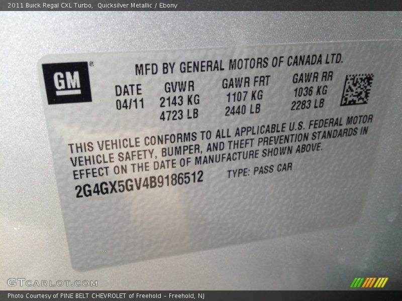 Quicksilver Metallic / Ebony 2011 Buick Regal CXL Turbo