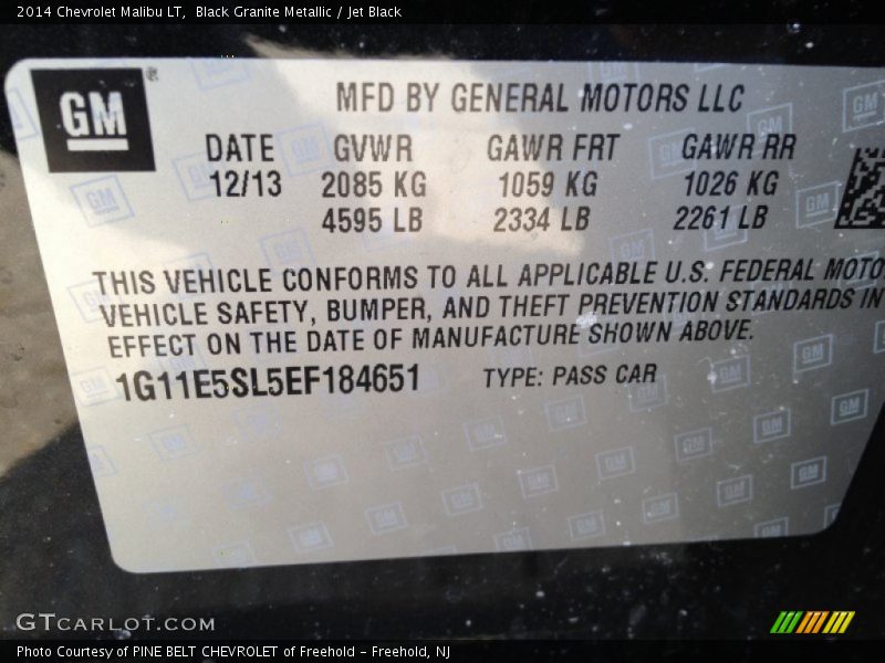 Black Granite Metallic / Jet Black 2014 Chevrolet Malibu LT