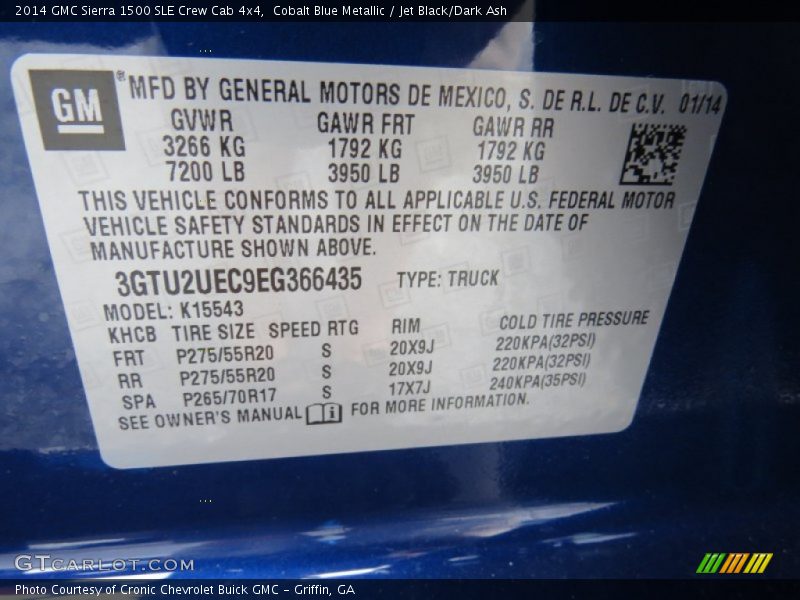 Cobalt Blue Metallic / Jet Black/Dark Ash 2014 GMC Sierra 1500 SLE Crew Cab 4x4