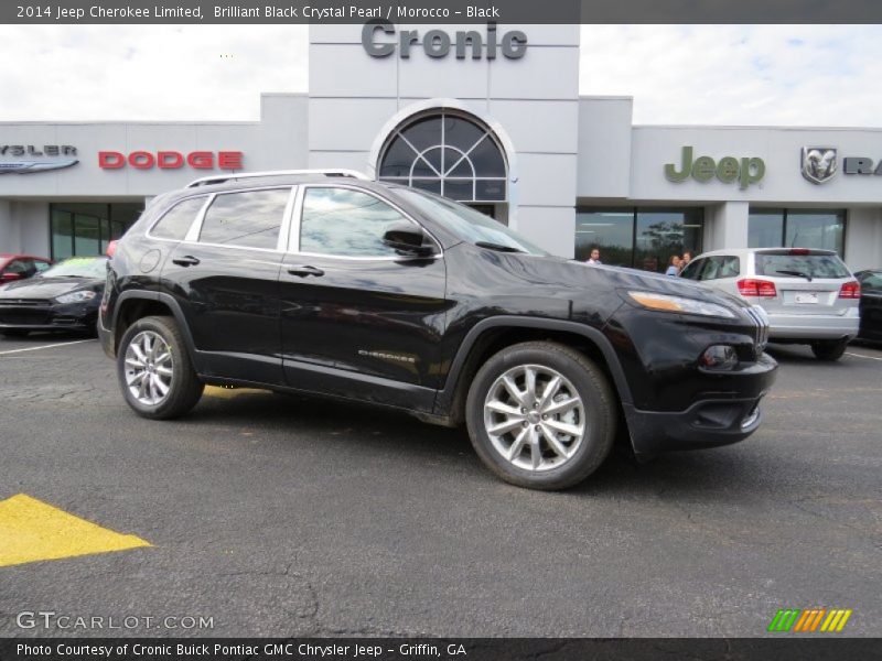 Brilliant Black Crystal Pearl / Morocco - Black 2014 Jeep Cherokee Limited