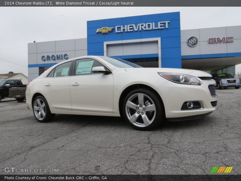 White Diamond Tricoat / Cocoa/Light Neutral 2014 Chevrolet Malibu LTZ