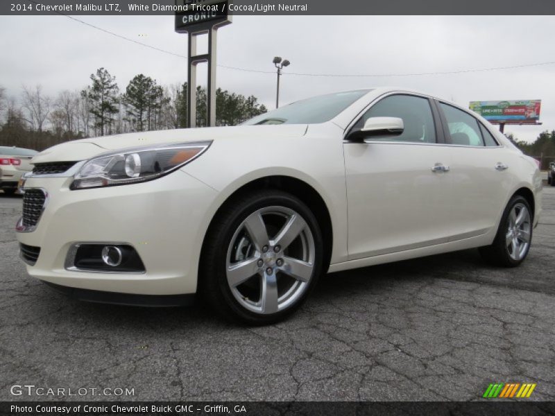 White Diamond Tricoat / Cocoa/Light Neutral 2014 Chevrolet Malibu LTZ