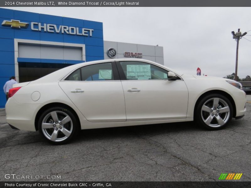 White Diamond Tricoat / Cocoa/Light Neutral 2014 Chevrolet Malibu LTZ