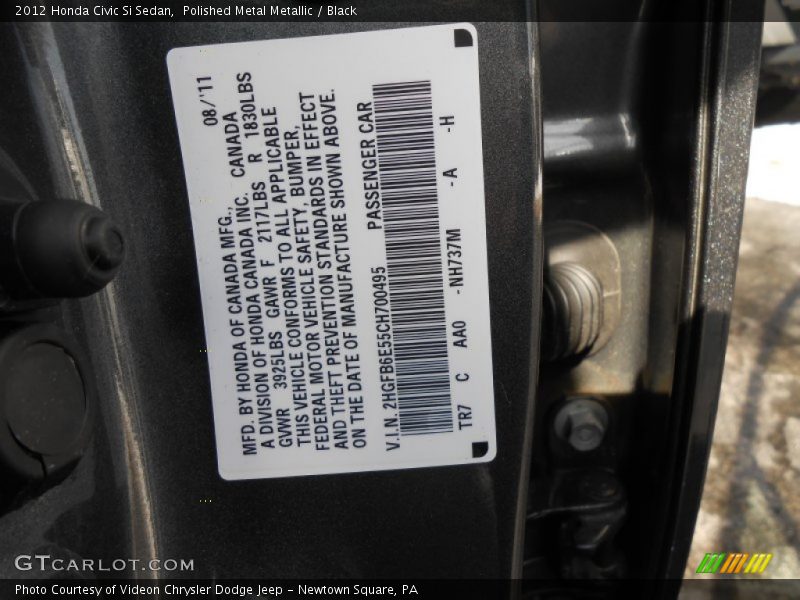 Polished Metal Metallic / Black 2012 Honda Civic Si Sedan