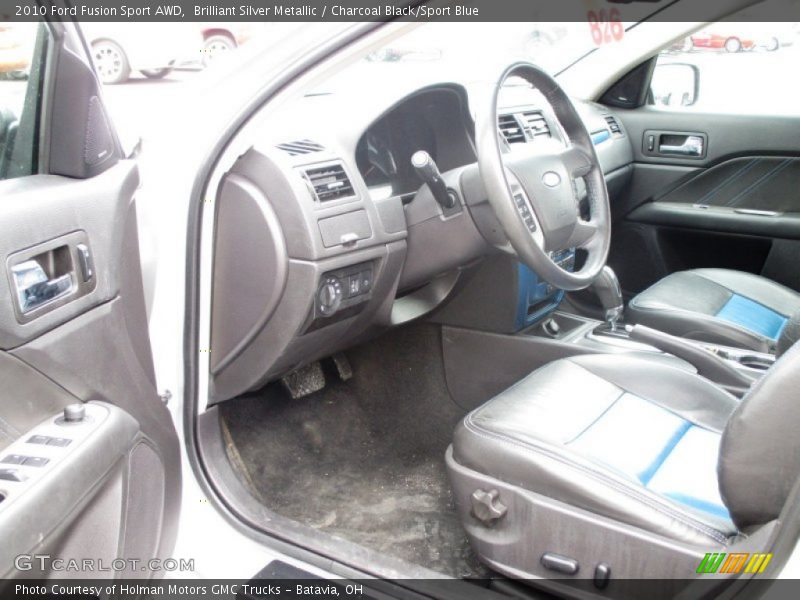 Brilliant Silver Metallic / Charcoal Black/Sport Blue 2010 Ford Fusion Sport AWD