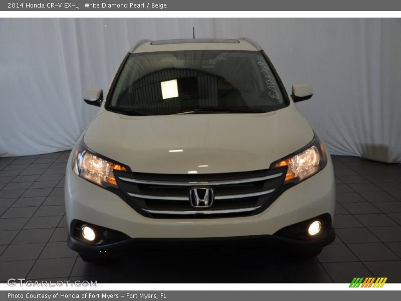 White Diamond Pearl / Beige 2014 Honda CR-V EX-L