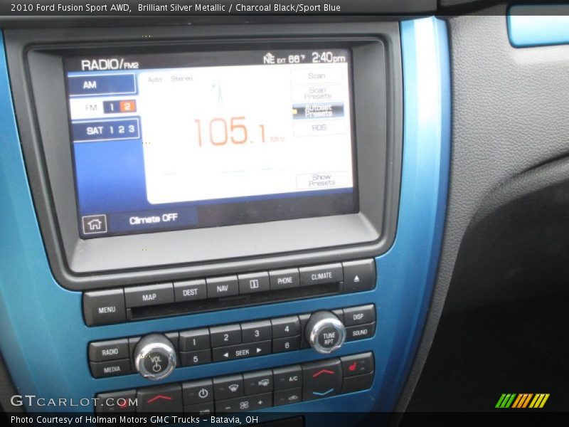 Brilliant Silver Metallic / Charcoal Black/Sport Blue 2010 Ford Fusion Sport AWD