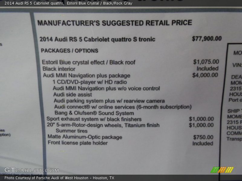  2014 RS 5 Cabriolet quattro Window Sticker