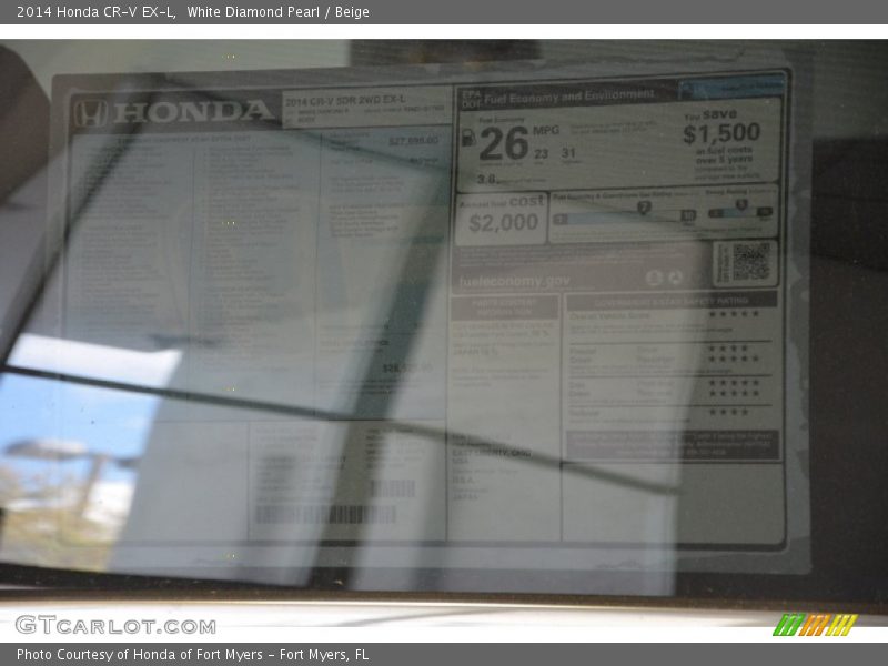 White Diamond Pearl / Beige 2014 Honda CR-V EX-L