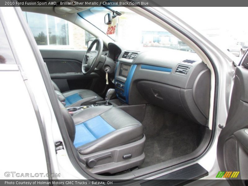 Brilliant Silver Metallic / Charcoal Black/Sport Blue 2010 Ford Fusion Sport AWD