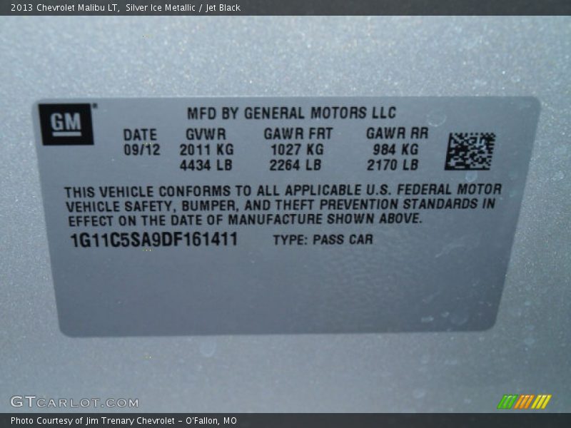 Silver Ice Metallic / Jet Black 2013 Chevrolet Malibu LT