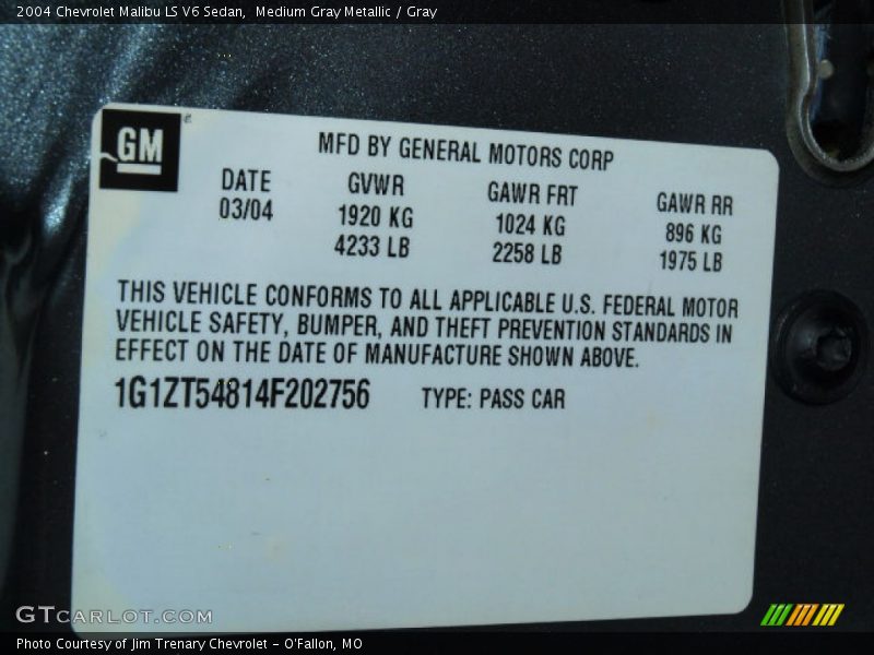 Medium Gray Metallic / Gray 2004 Chevrolet Malibu LS V6 Sedan