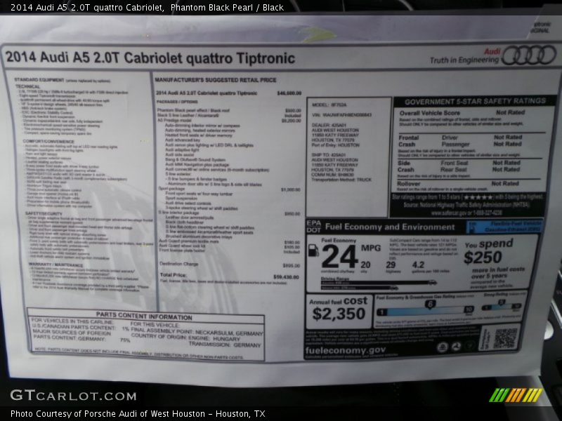 Phantom Black Pearl / Black 2014 Audi A5 2.0T quattro Cabriolet