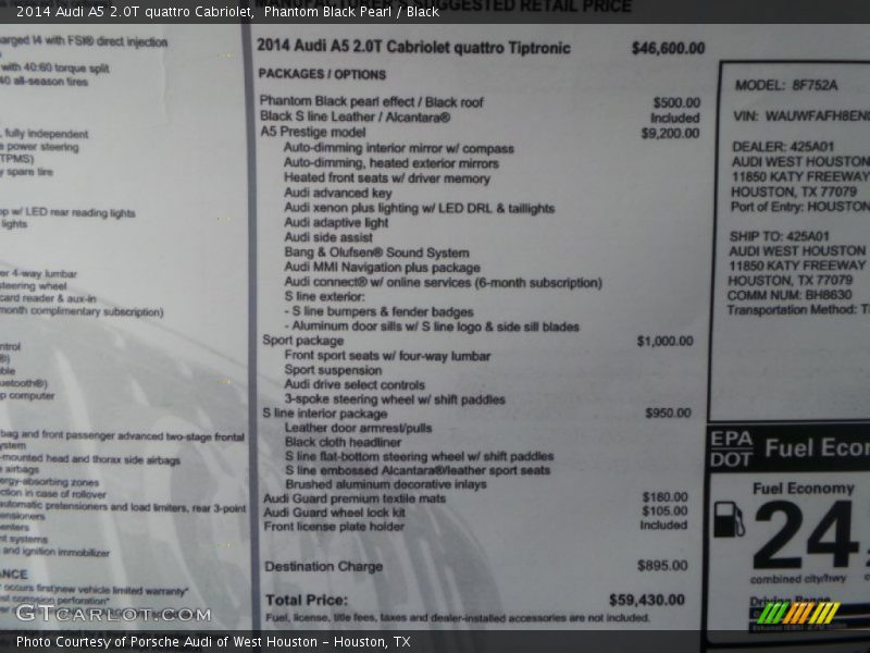 Phantom Black Pearl / Black 2014 Audi A5 2.0T quattro Cabriolet