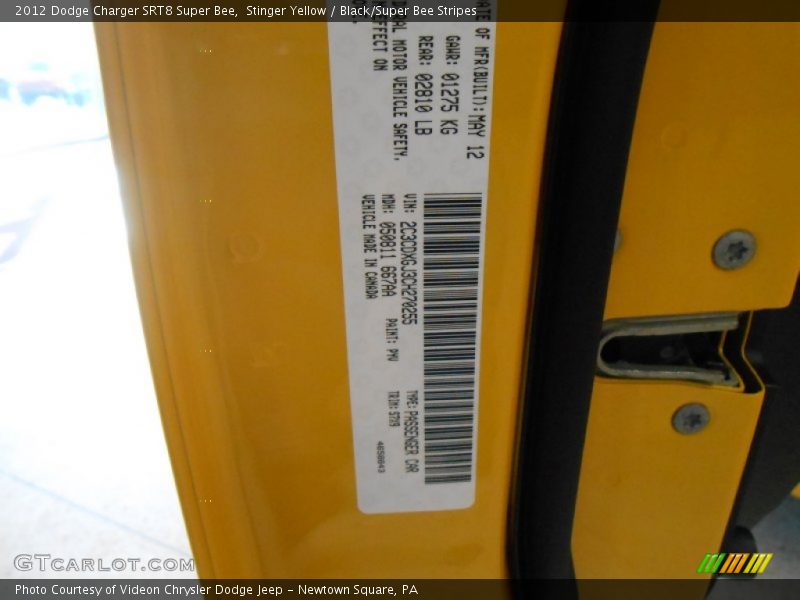 Stinger Yellow / Black/Super Bee Stripes 2012 Dodge Charger SRT8 Super Bee