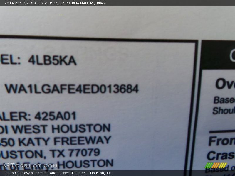 Scuba Blue Metallic / Black 2014 Audi Q7 3.0 TFSI quattro