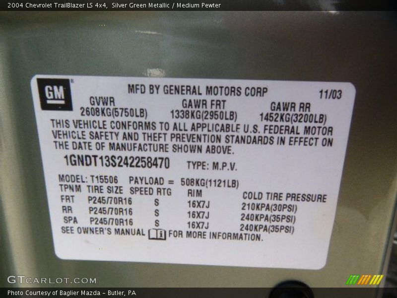 Silver Green Metallic / Medium Pewter 2004 Chevrolet TrailBlazer LS 4x4