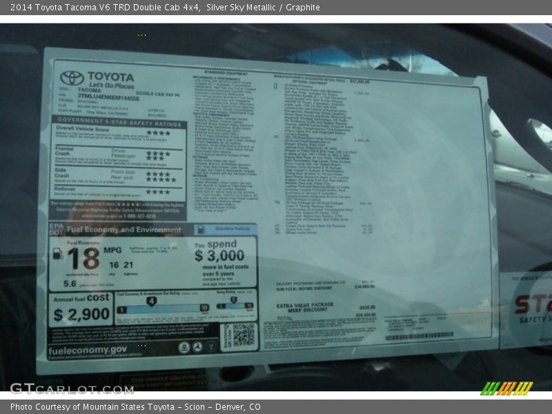 Silver Sky Metallic / Graphite 2014 Toyota Tacoma V6 TRD Double Cab 4x4