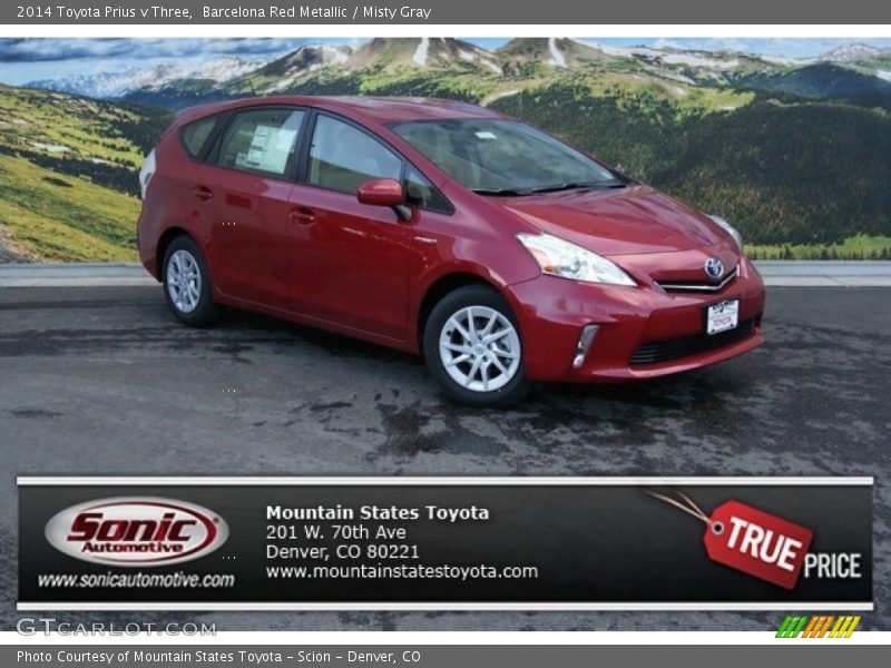 Barcelona Red Metallic / Misty Gray 2014 Toyota Prius v Three