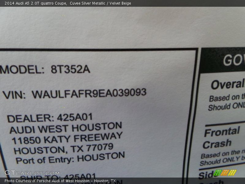 Cuvee Silver Metallic / Velvet Beige 2014 Audi A5 2.0T quattro Coupe