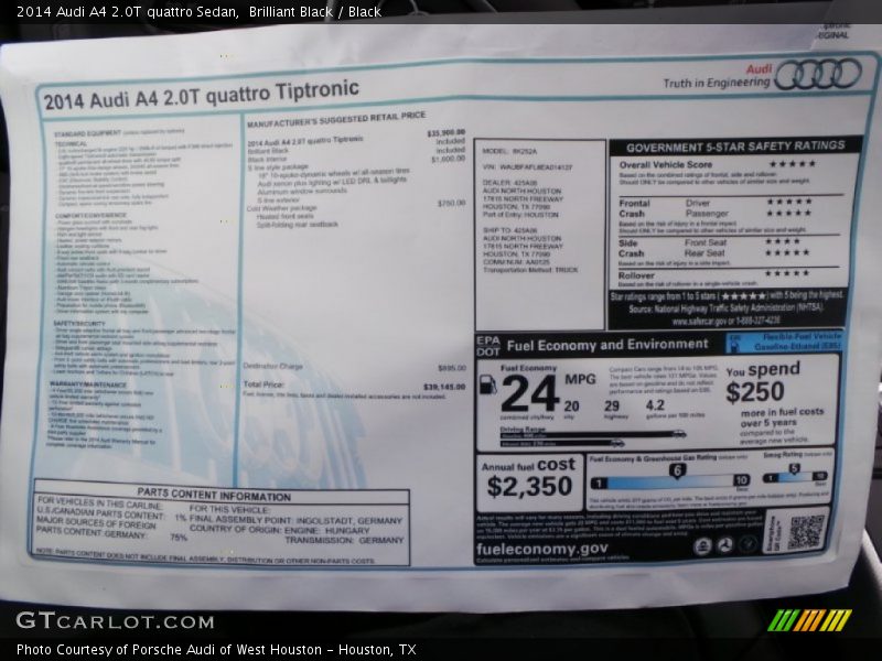 Brilliant Black / Black 2014 Audi A4 2.0T quattro Sedan