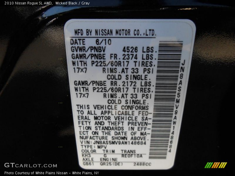Wicked Black / Gray 2010 Nissan Rogue SL AWD