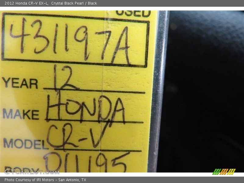 Crystal Black Pearl / Black 2012 Honda CR-V EX-L