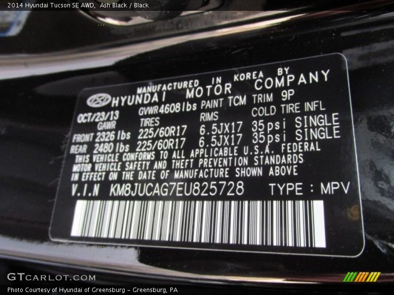 Ash Black / Black 2014 Hyundai Tucson SE AWD