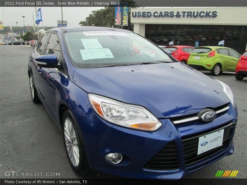 Sonic Blue Metallic / Charcoal Black 2012 Ford Focus SEL Sedan