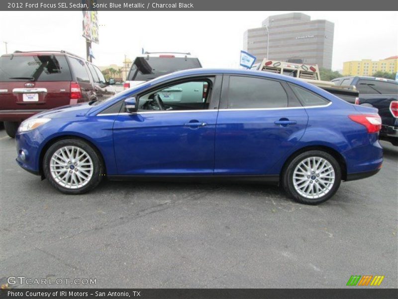 Sonic Blue Metallic / Charcoal Black 2012 Ford Focus SEL Sedan