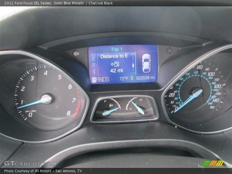 Sonic Blue Metallic / Charcoal Black 2012 Ford Focus SEL Sedan