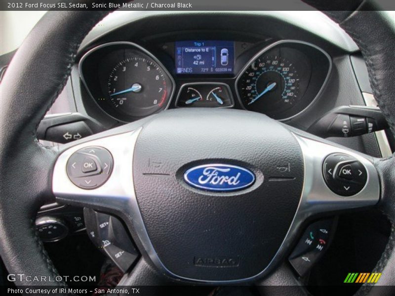 Sonic Blue Metallic / Charcoal Black 2012 Ford Focus SEL Sedan