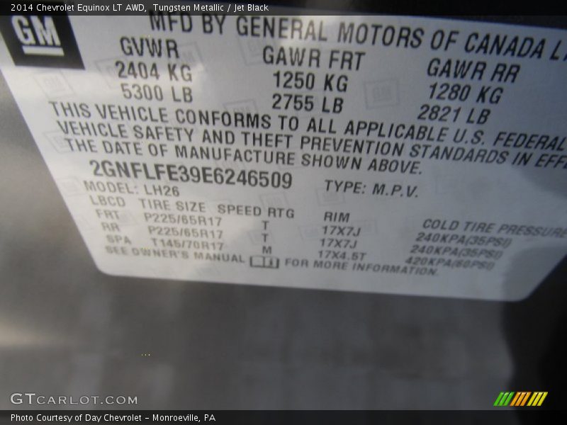 Tungsten Metallic / Jet Black 2014 Chevrolet Equinox LT AWD