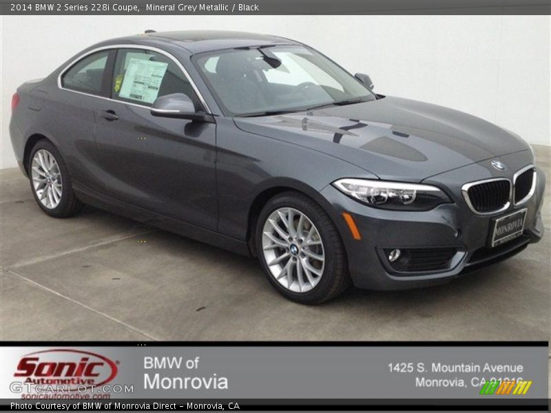 Mineral Grey Metallic / Black 2014 BMW 2 Series 228i Coupe