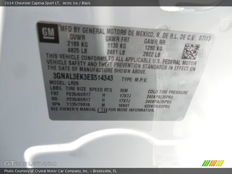 Arctic Ice / Black 2014 Chevrolet Captiva Sport LT