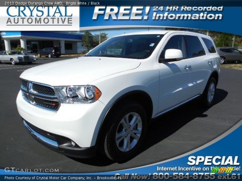 Bright White / Black 2013 Dodge Durango Crew AWD