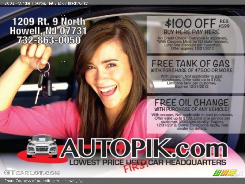 Jet Black / Black/Gray 2001 Hyundai Tiburon