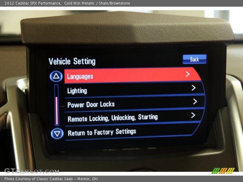 Gold Mist Metallic / Shale/Brownstone 2012 Cadillac SRX Performance