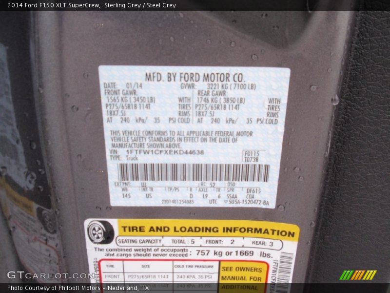 Sterling Grey / Steel Grey 2014 Ford F150 XLT SuperCrew