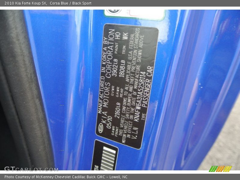 2010 Forte Koup SX Corsa Blue Color Code H0