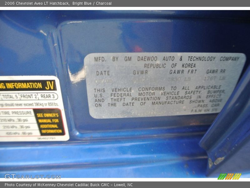 Bright Blue / Charcoal 2006 Chevrolet Aveo LT Hatchback