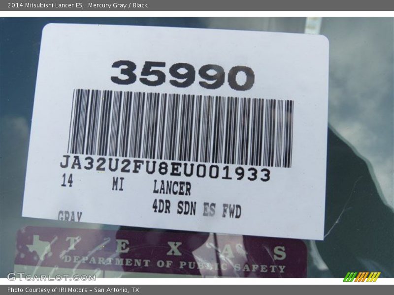 Mercury Gray / Black 2014 Mitsubishi Lancer ES